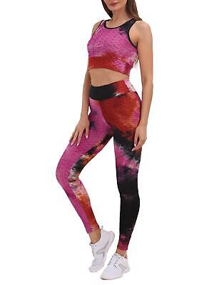 Women's Yoga Running Fitness Gym Workout Vest Top and Leggings 2 PC Set