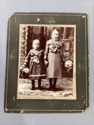 Emilie Behrend & Emma Died 6 yo Diphtheria Mounted Cabinet Card Photo