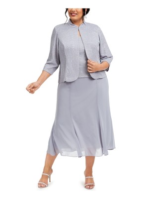 

ALEX EVENINGS WOMAN Женское светло-синее платье миди с открытой передней частью плюс, Light blue