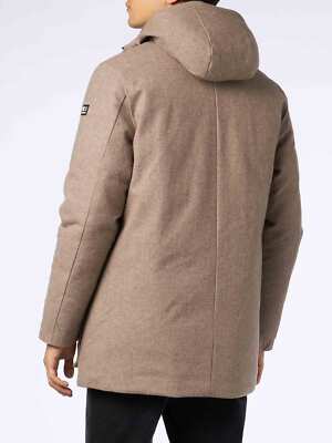 Pre-owned Mc2 Saint Barth Man Hooded Parka With Herringbone Print In White
