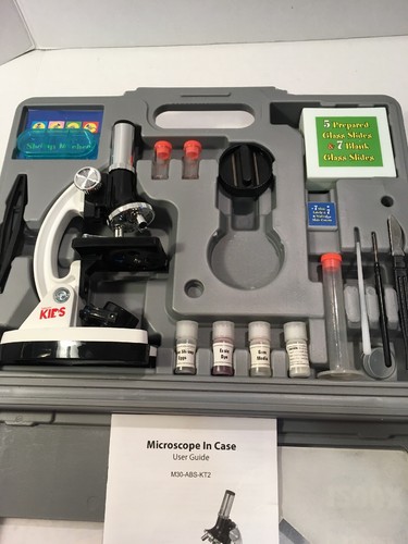 Microscope Science Kit for Kids Set Lab Biological w Metal Arm Case 52 Piece