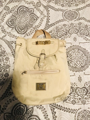 90’s. MOSCHINO Leather rucksack MOSCHINO Redwall Vintage 90s Backpack Navy Nylon/ leather