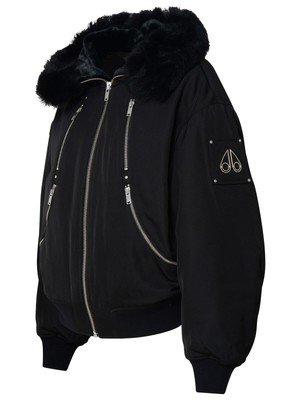 Pre-owned Moose Knuckles Decatur' Black Polyester Bomber Jacket