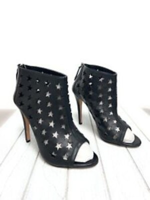 

ALICE+OLIVIA Женские кожаные ботильоны на платформе с открытым носком Black Star Giovanna 39,5, Черный, S412620143
