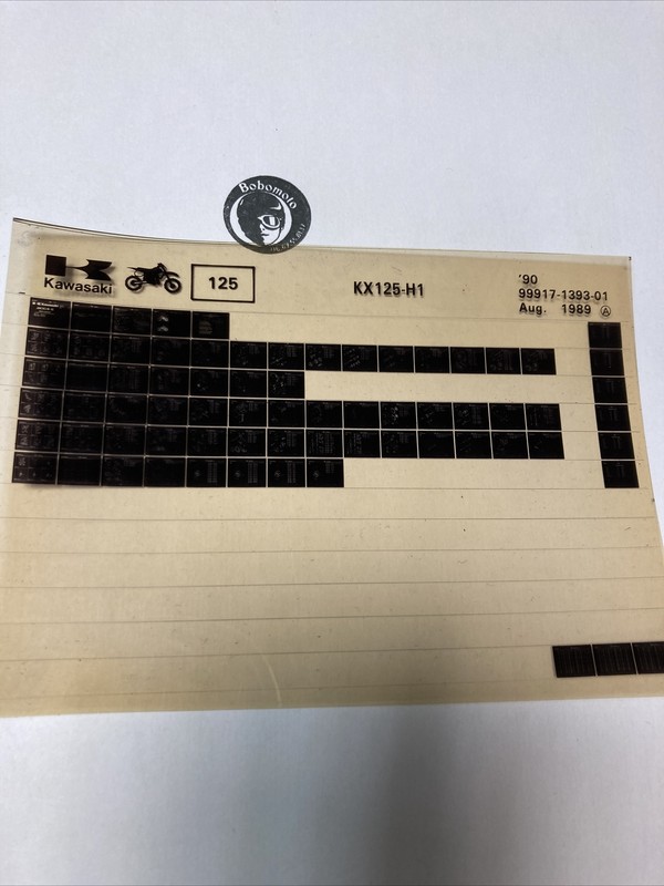 Kawasaki Kx125 H1 1990 Kx 125 Microfiche Liste PièCes DéTachéEs 125kx