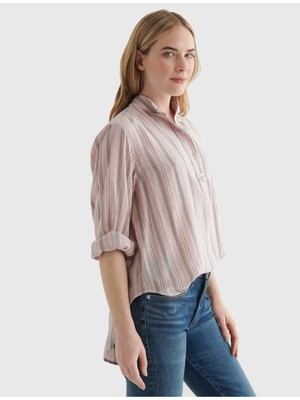 

Женский розовый топ на пуговицах LUCKY BRAND с круглым вырезом и круглым вырезом на пуговицах