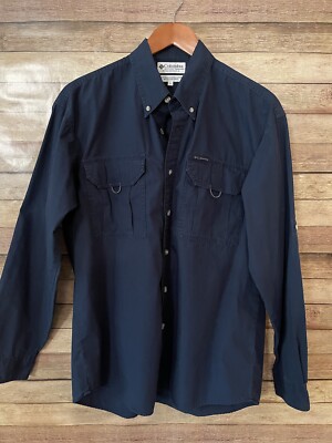 Columbia Men s Blue Roll Up Long Sleeve Shirt With Pockets Size: Medium