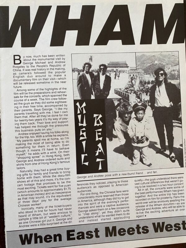 Wham, George Michael, Full Page Vintage Clipping
