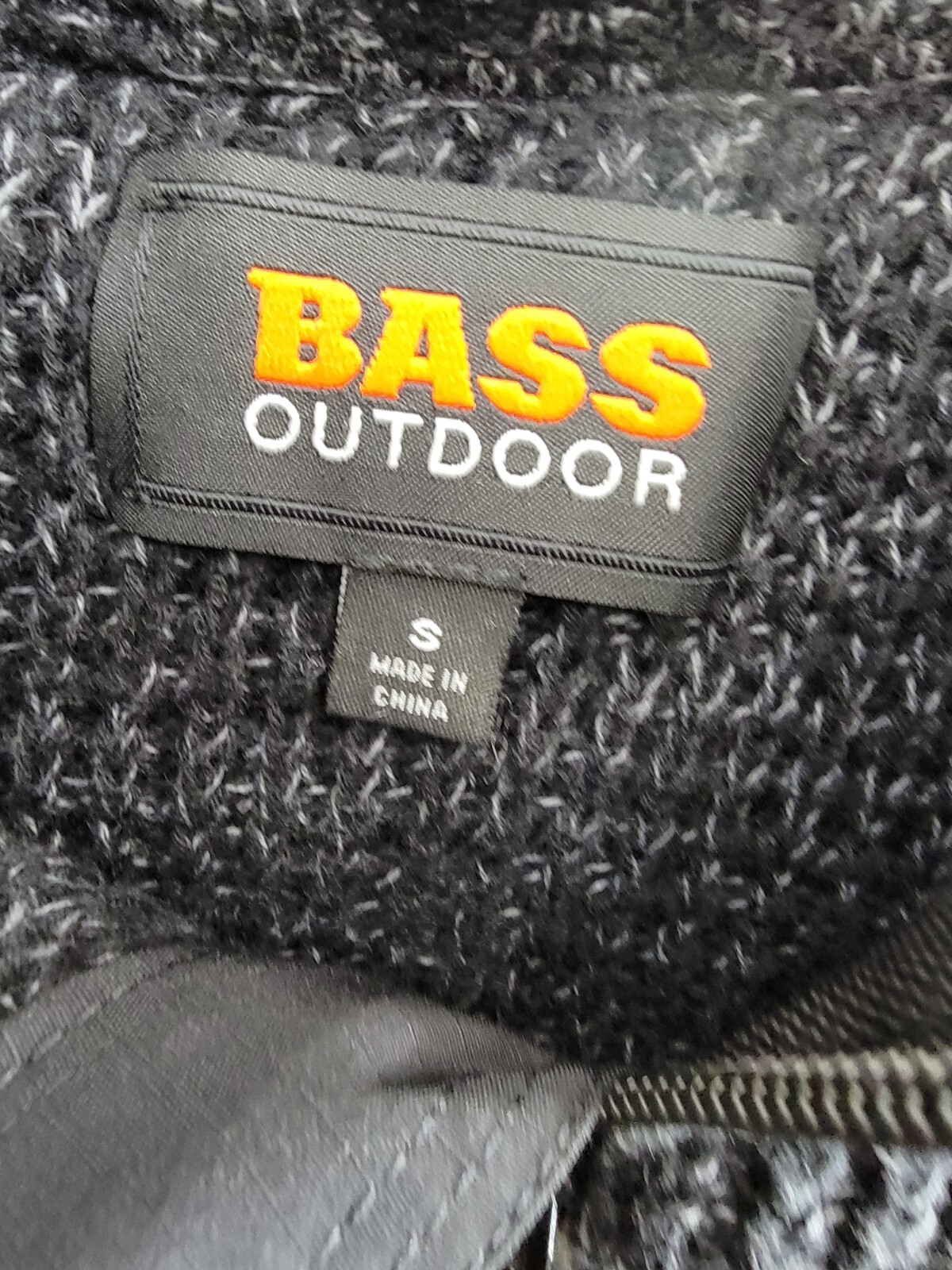 Bass Outdoor Quarter-Zip Long Sleeve Pullover Patch Sweater Men's S Black Beauty - Picture 10 of 17