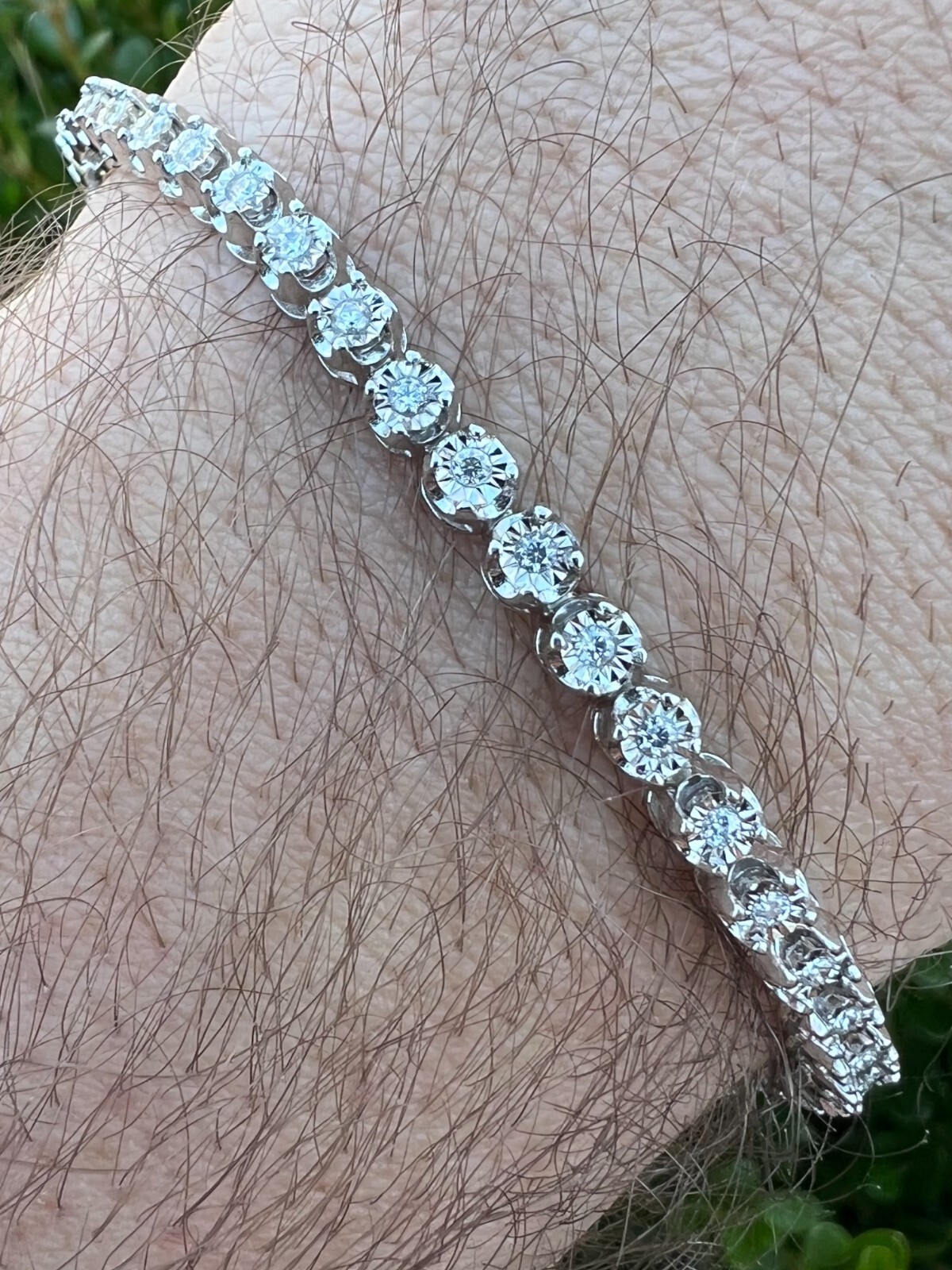3mm Moissanite Tennis Bracelet, 18K White Gold Plated Silver