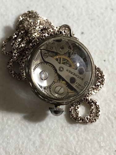 C. Bucherer Swiss Pendant Bubble Ball Watch with Silver Chain Art Deco