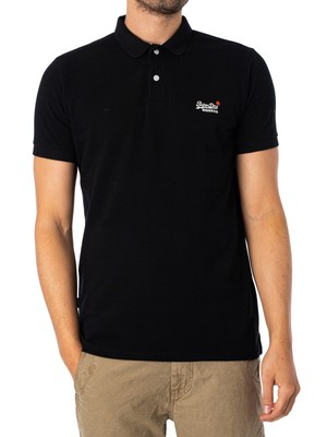 

Мужская классическая рубашка-поло из пике Superdry, черная, Черный, M1110343B-02A
