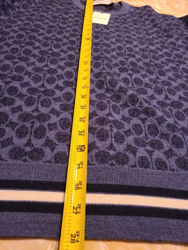 Pre-owned Coach Limited  Logo Men Sweater 2xl Wool Authentic Blue Multicolor