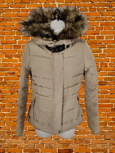 ZARA CAMEL PUFFER JACKET COAT XS XSMALL DOWN FEATHER WOMENS