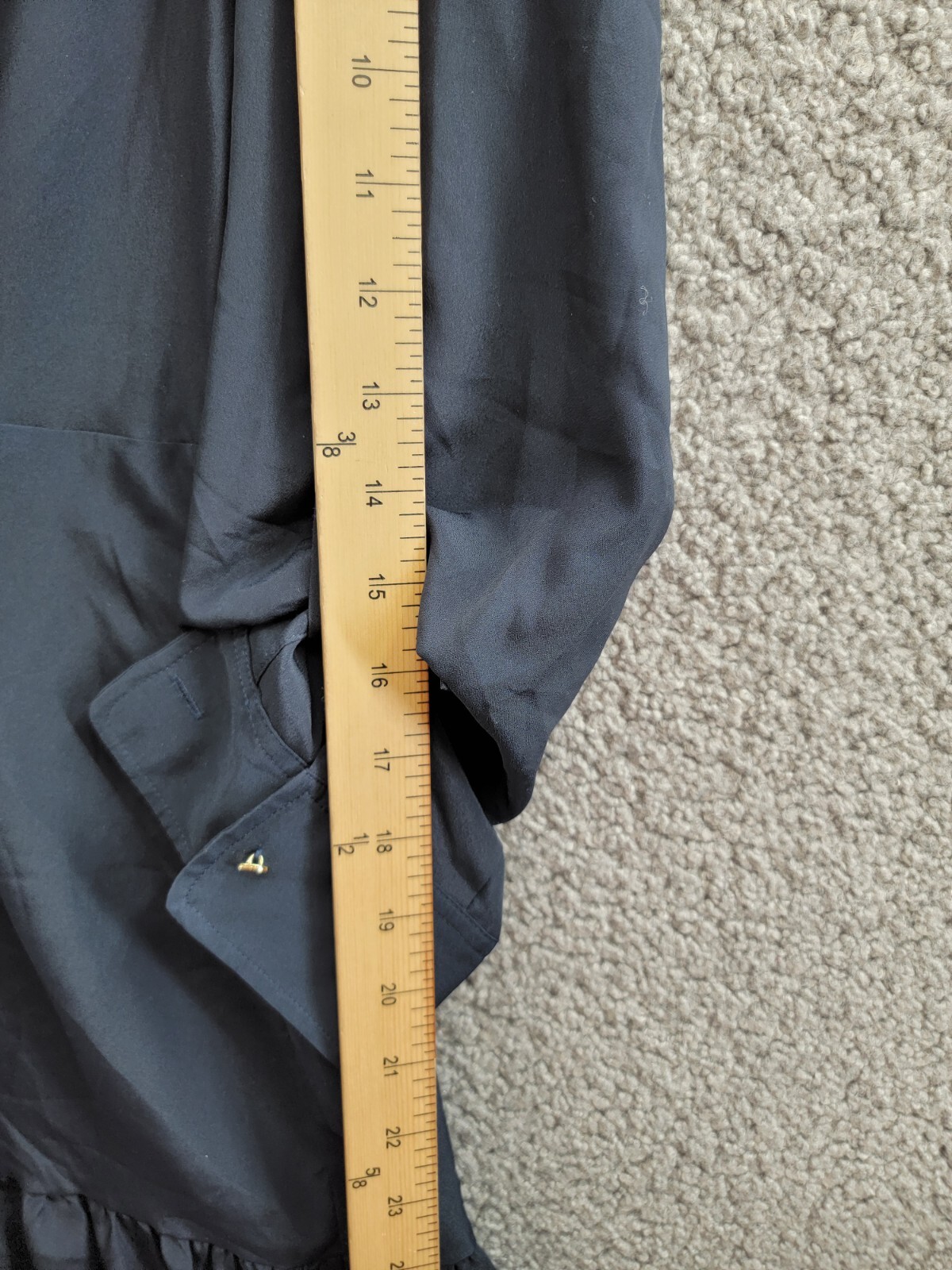 Lauren Ralph Lauren Crepe Shirtdress Women's 10 Navy Collared Side Zip Closure - Picture 5 of 19