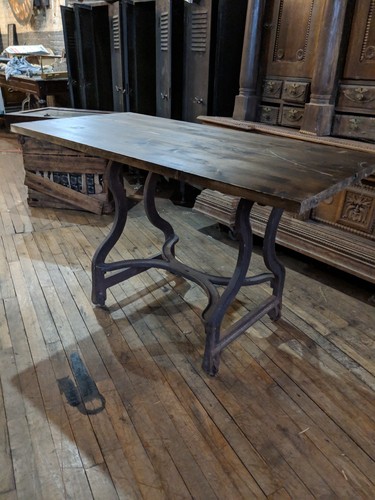 Industrial Cast Iron Base Kitchen Island Factory TV Console Table