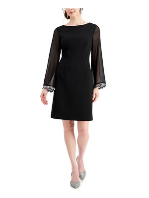 CONNECTED APPAREL Womens Black Above The Knee Wear To Work Sheath Dress 12