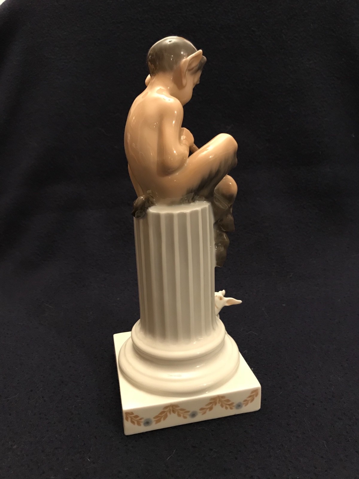 ROYAL COPENHAGEN FIGURINE FAUN ON PILLAR WITH RABBIT #456 MINT CONDITION