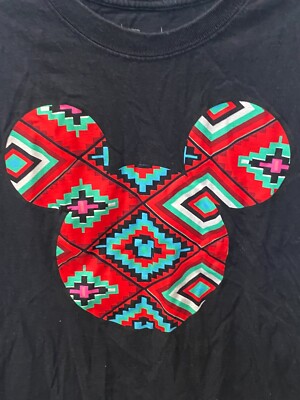 Neff Disney Mickey Mouse Aztec Print TEE T SHIRT Large L 