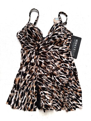 Miraclesuit New Underwire Fur Realz Adora Swim Dress One Piece Swimsuit 8