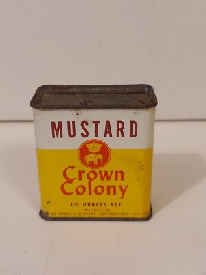 Crown Colony Brand 1960s Mustard Spice Tin