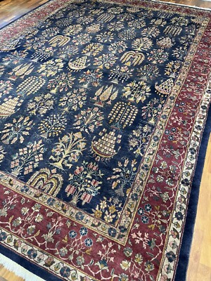 Antique Turkish Sparta 10x14, wool Ralph Lauren Style Rug Navy