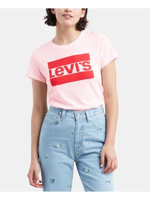 Женская розовая футболка с круглым вырезом и короткими рукавами LEVIS, S