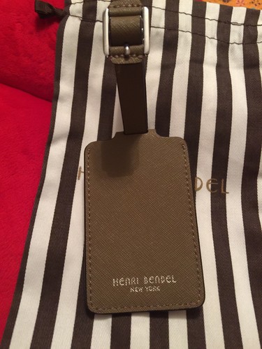 HENRI BENDEL WEST 57TH BAG TAG Otter With Lipstick Patch NEW
