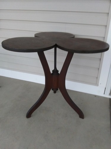 Vintage Antique Wooden Clover Shaped Cherry Wood End Table