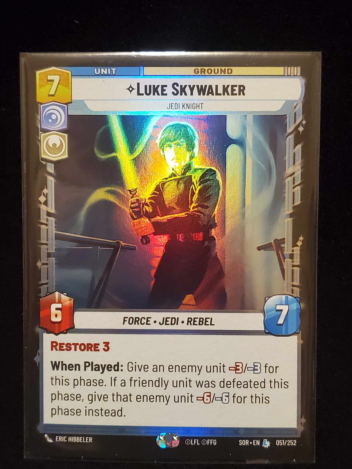 ルークスカイウォーカー1of1 Luke Skywalker Foil PSA 7 Star Wars CCG Reflections 1 I