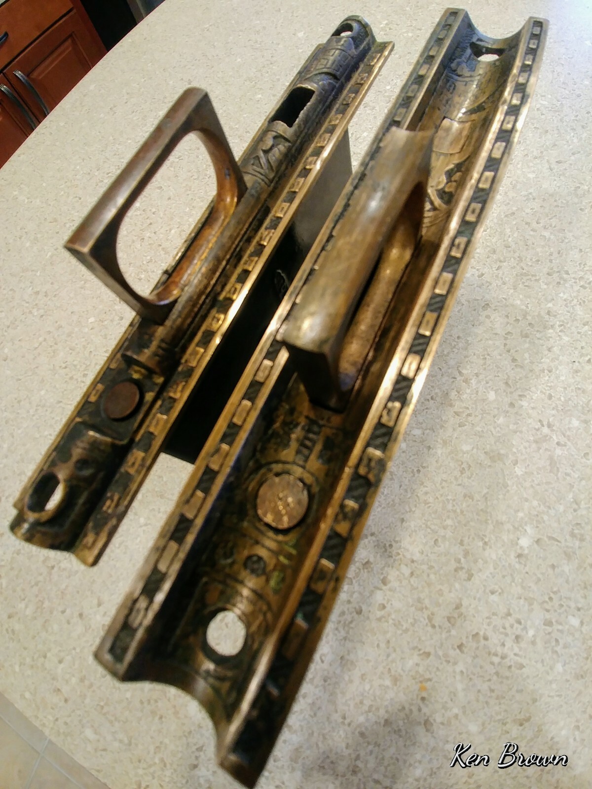 Pair CORBIN Pocket Sliding Door Mortise Lock ORNATE Brass Face