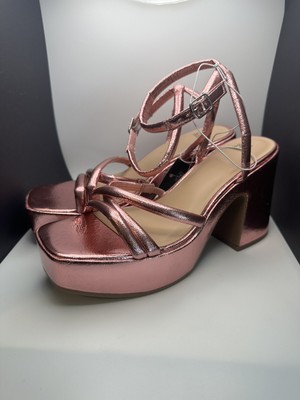 Wild Fable Womens Block Strappy Platform Heels  Pink Foil