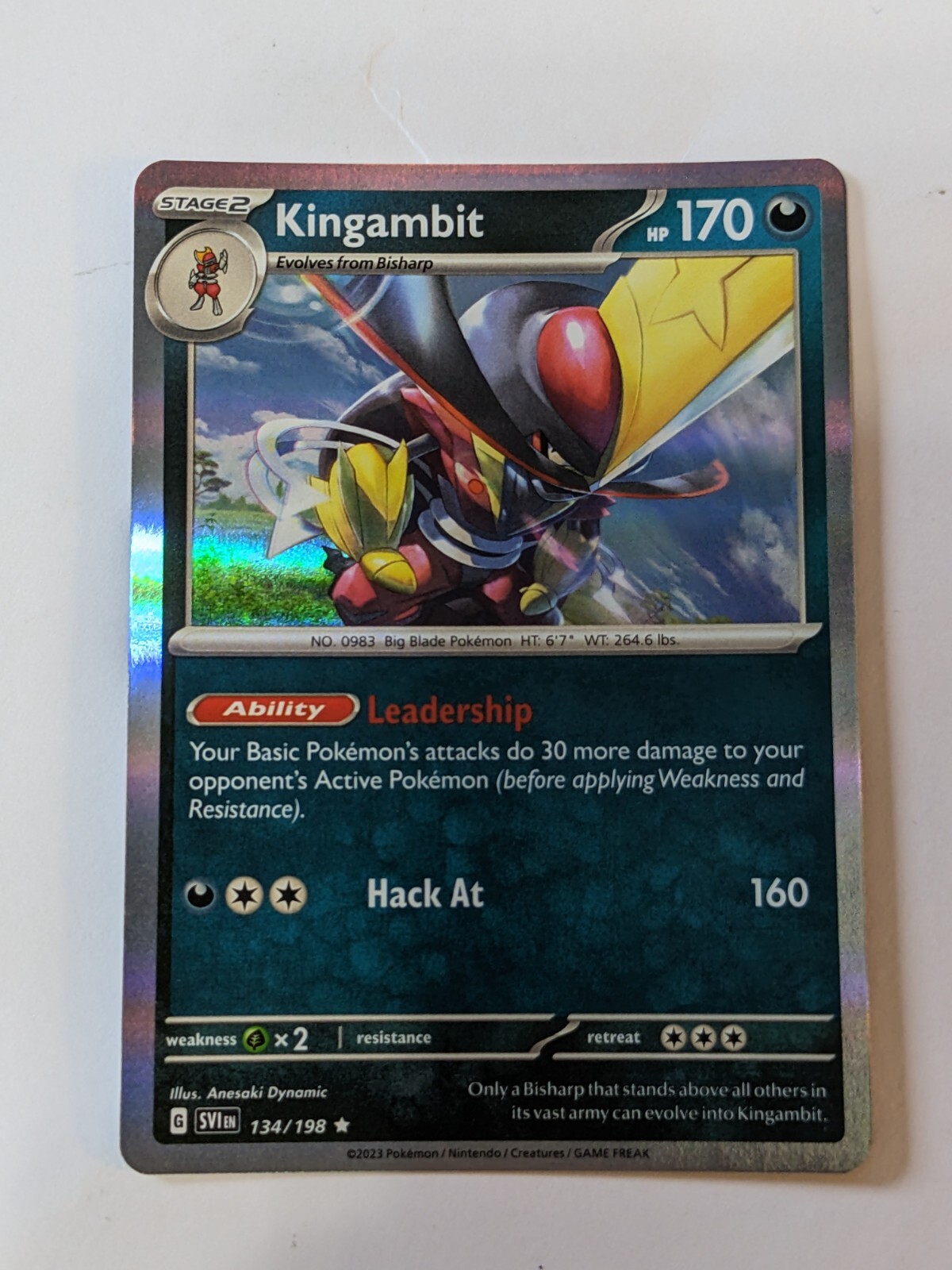Stage 2 Kingambit 134/198 Pokemon Scarlet & Violet Holo 2023 Stage 2 Kingambit 134/198 Pokemon Scarlet & Violet Holo 2023