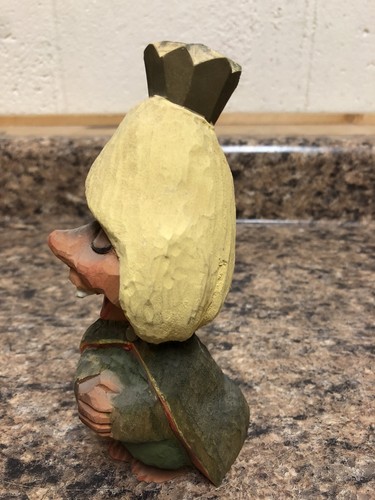 Henning Wood Troll Gnome with Crown Norway Carved by Hand