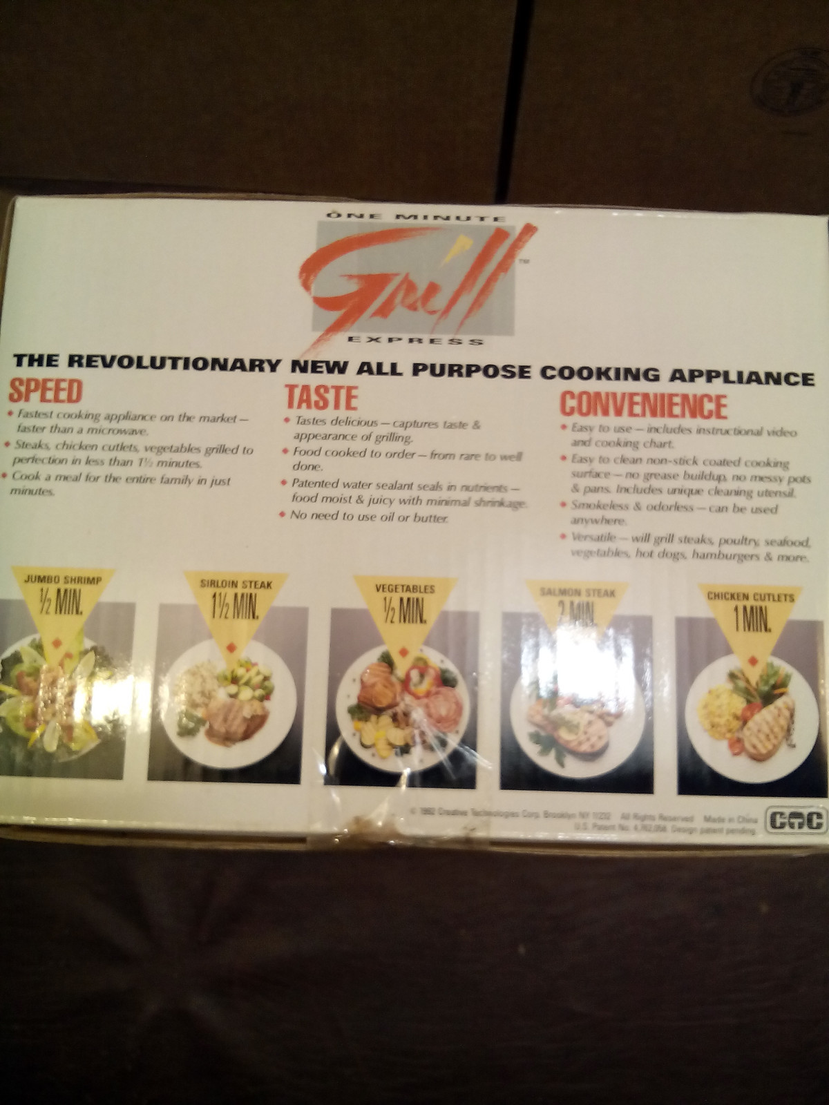 CREATIVE ONE MINUTE EXPRESS GRILL MODEL# G-250