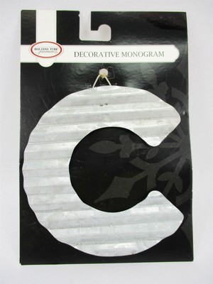 Letter C Tin Metal Silver Ornament Monogram Initial Industrial Style Xmas