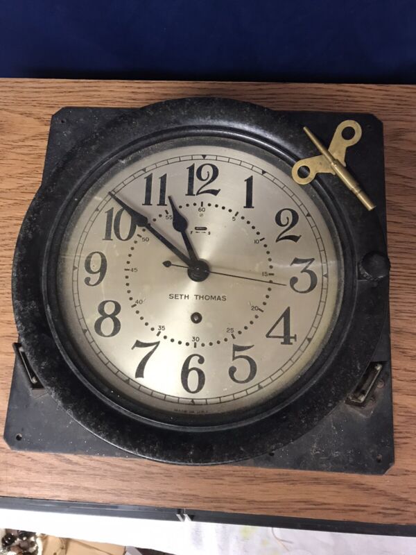 Seth Thomas Naval Type ship clock made in USA Working Condition 