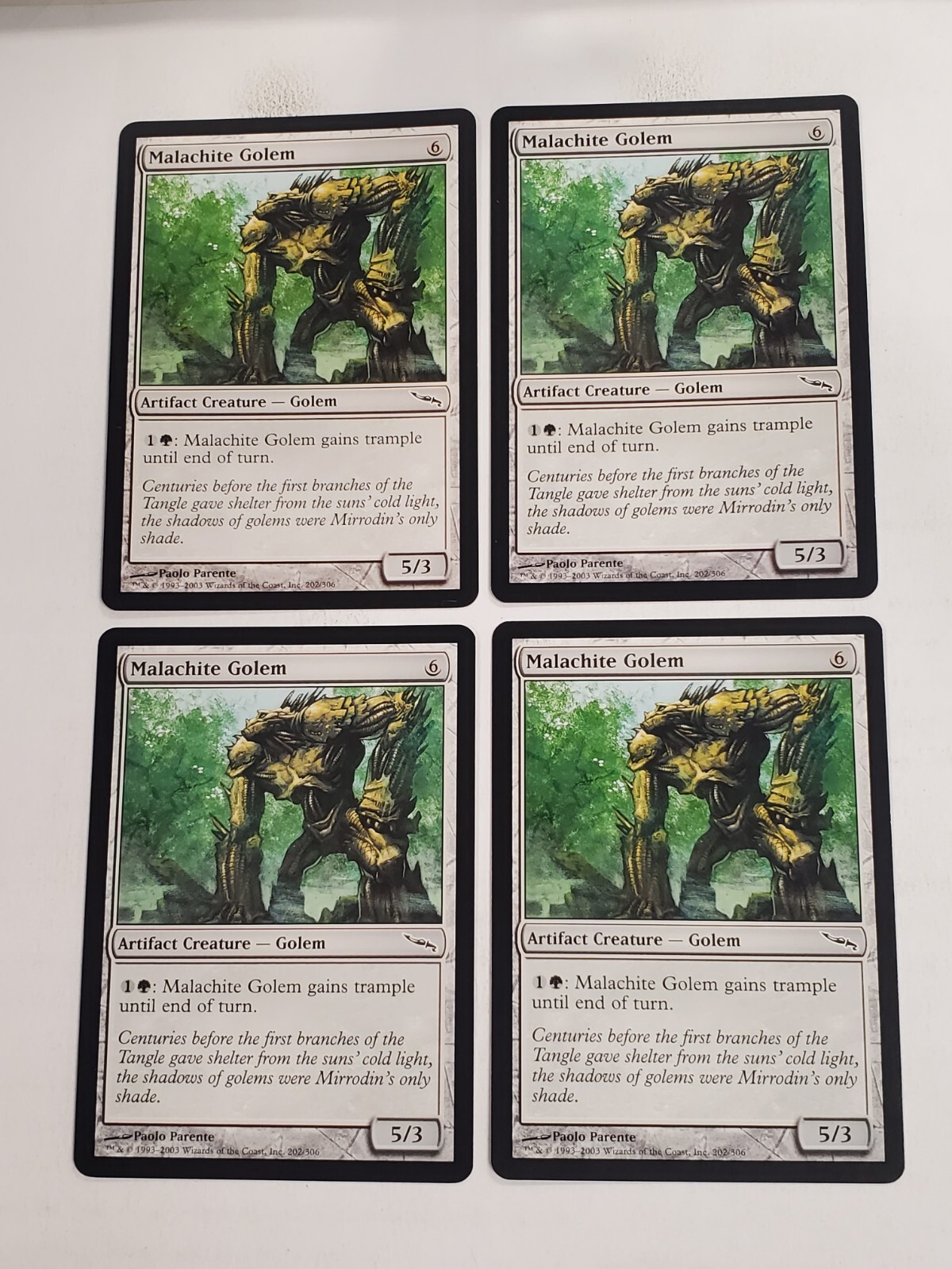 Malachite Golem 4x FOIL MDN MTG Mirrodin Common MINT artifact Malachite Golem 4x FOIL MDN MTG Mirrodin Common MINT artifact