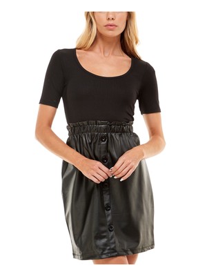 

ULTRA FLIRT Женское многослойное короткое платье Black Tie Button для подростков, Черный