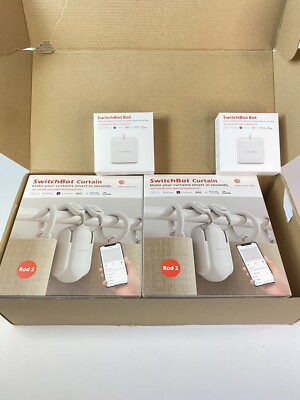 Pack of 2 Switchbot Smart Curtain Rod 2 & 2 Switch Button Pusher READ 1 Open Box