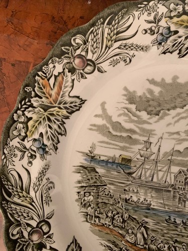 LOT of 7 Ridgway HERITAGE Early Canada Scenes DINNER PLATES Toronto Fish Market