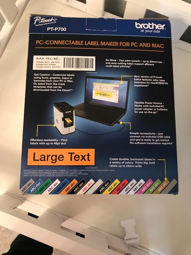 Label Printer, Mac/PC, Scalable Font  BROTHER PT P700