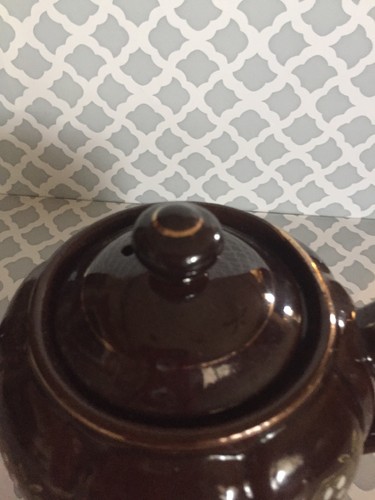 Vintage TEA POT Ceramic  Brown Hand-Painted  Made In Japan 6