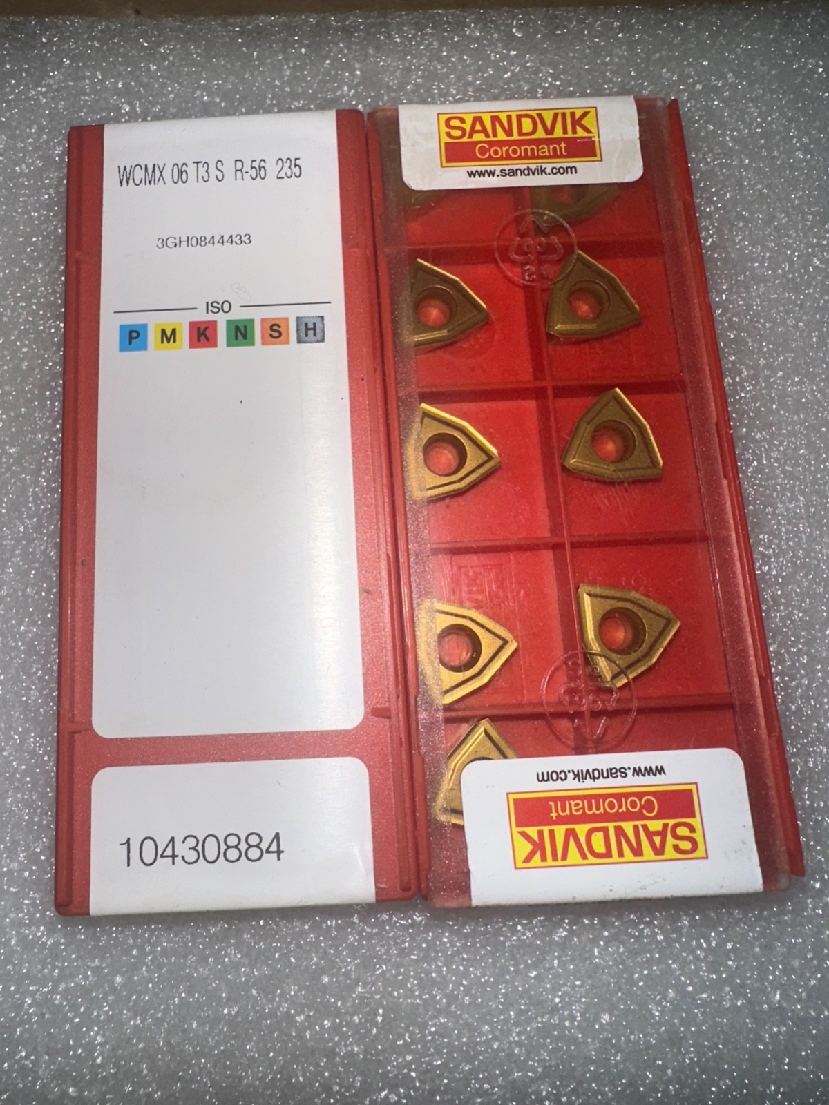 SANDVIK CARBIDE INSERTS QUANTITY 10 WCMX 06 T3 S R-56 GRADE 235