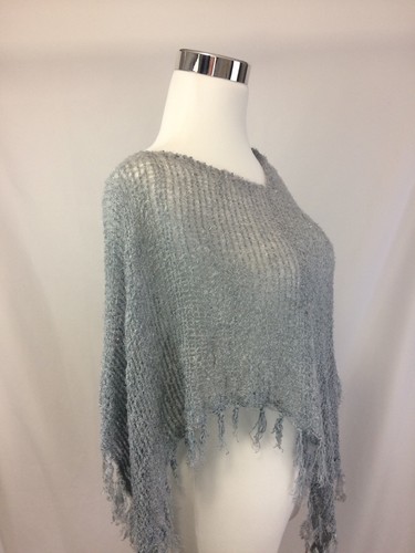 NWOT Shimmering Silver Yarn Knit & Tassel Dance Wear Bellydance Top Coverup Cape