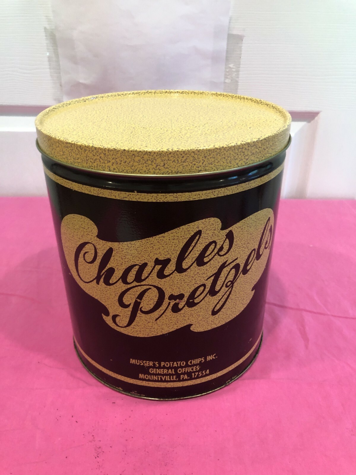 貴重！MUSSER'S POTATO CHIPS 缶アメリカンアンティーク Vintage Charles Pretzels Musser's Potato Chips Inc. Empty