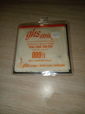 GHS Strings for Electronic & Acoustic Guitars Plain Steel Ball End Model 009 1/2