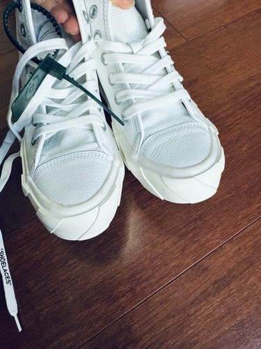 Pre-owned Off-white Final  Women High Vulcanized Logo-appliquéd Leather Sneakers Eu37 Us 7