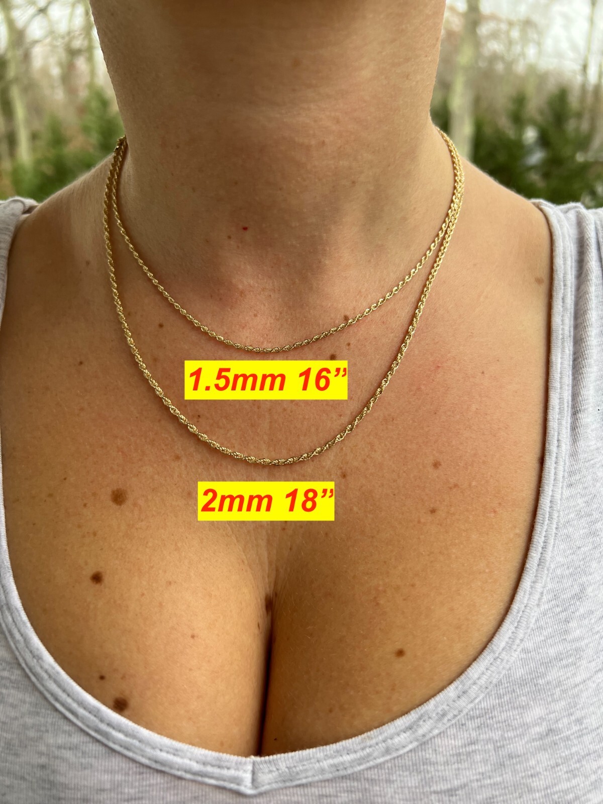 Pre-owned Harlembling Men's Women's Real 14k Yellow Gold Hollow Rope Chain Necklace 1.5mm-4.5mm 16-30"