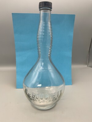 Vintage Du Bouchett (Many Blanc) Clear Glass Bottle with Lid, 1950, RARE